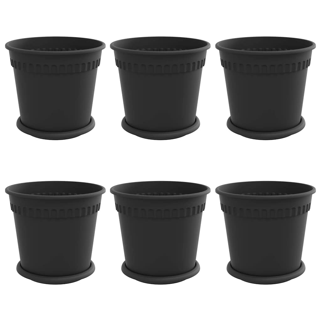 Γλάστρες φυτών 6 pcs Μαύρο Ø 19 x 16 εκ Πλαστικό