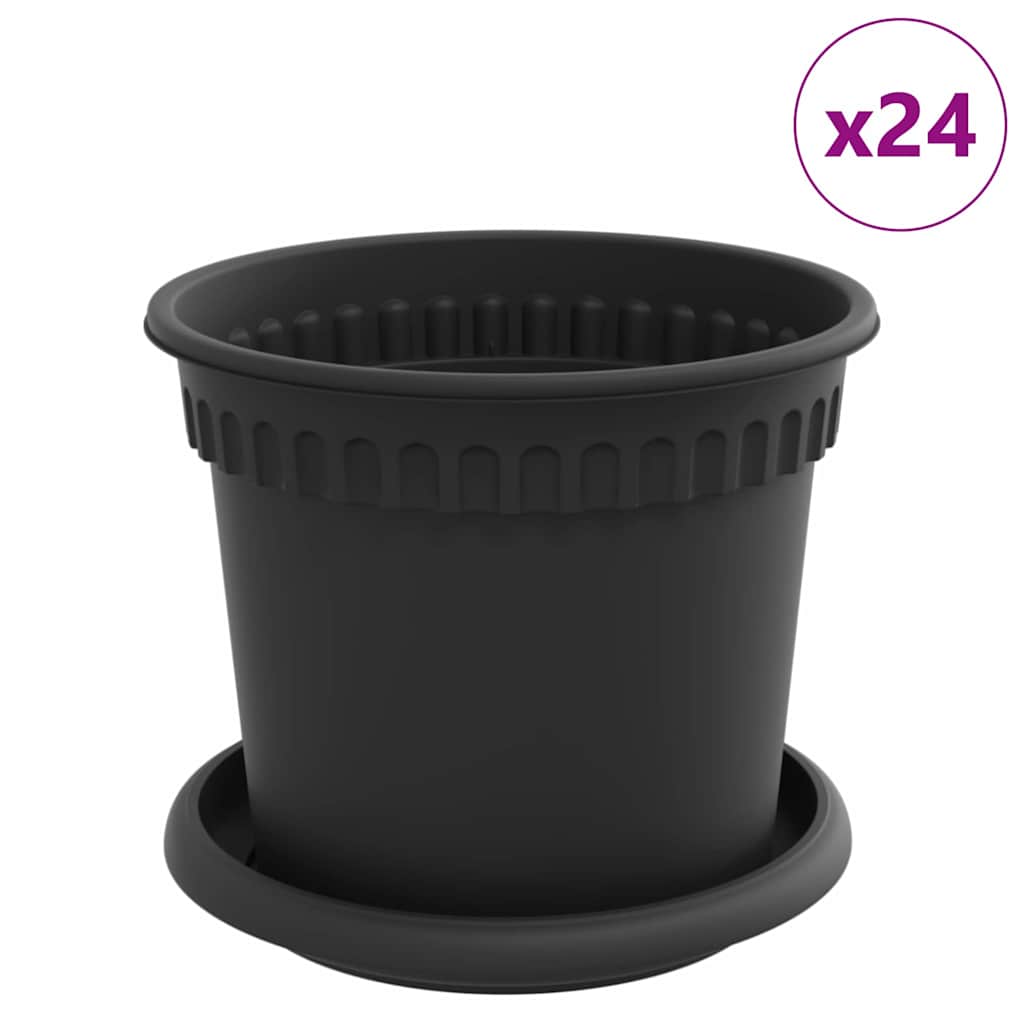 Γλάστρες φυτών 24 pcs Μαύρο Ø 15 x 12 cm Πλαστικό