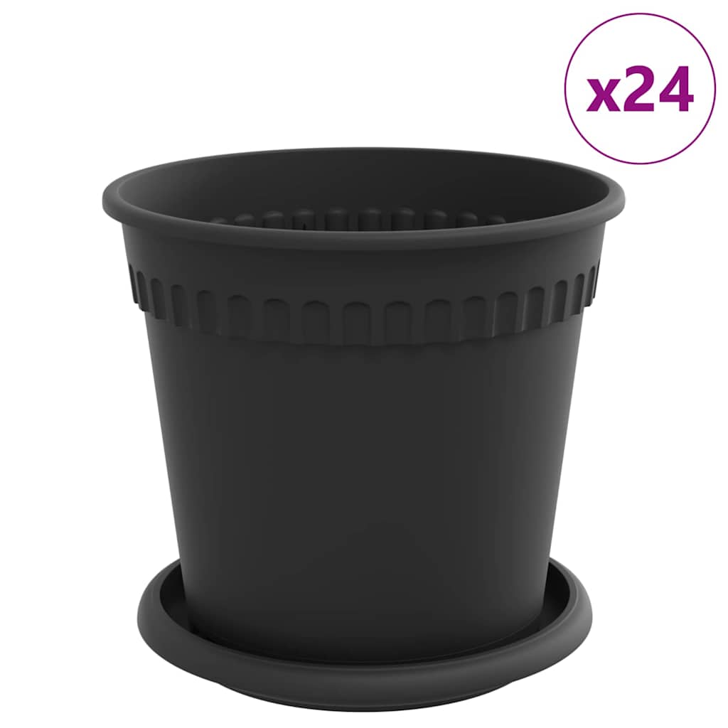 Γλάστρες φυτών 24 pcs Μαύρο Ø 17 x 14 εκ Πλαστικό