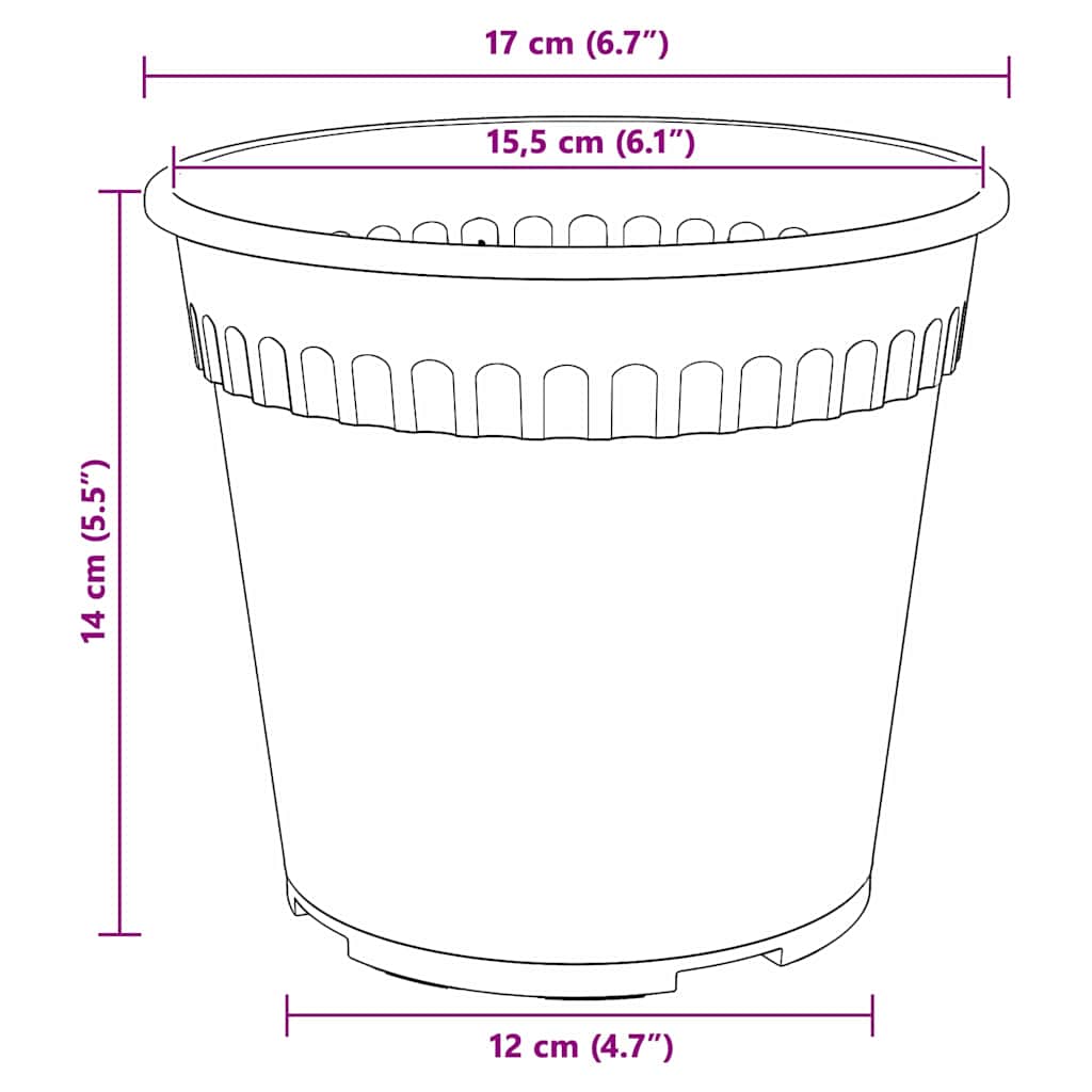 Γλάστρες φυτών 24 pcs Μαύρο Ø 17 x 14 εκ Πλαστικό