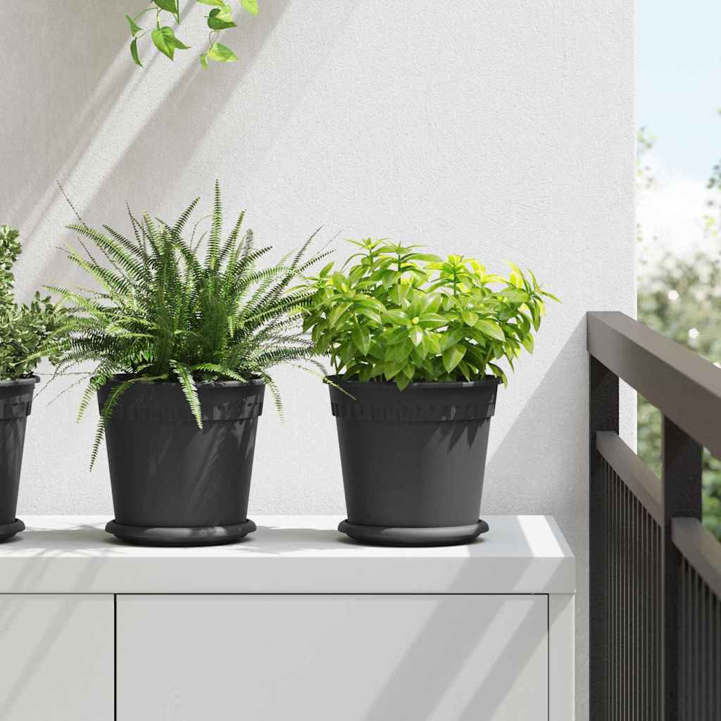 Γλάστρες φυτών 24 pcs Μαύρο Ø 19 x 16 εκ Πλαστικό