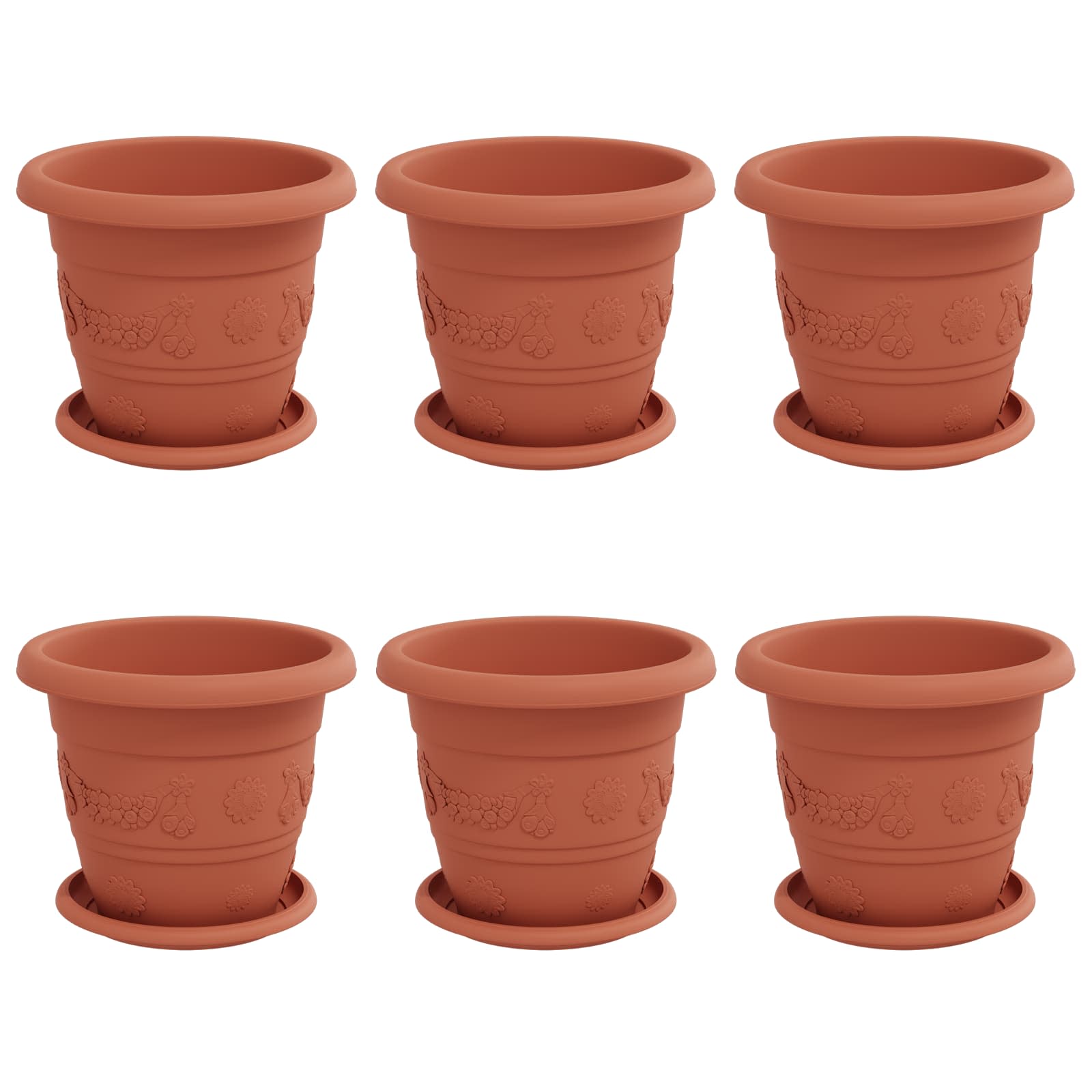 Γλάστρες φυτών 6 pcs Κεραμιδί Ø 22 x 18 εκ Πλαστικό