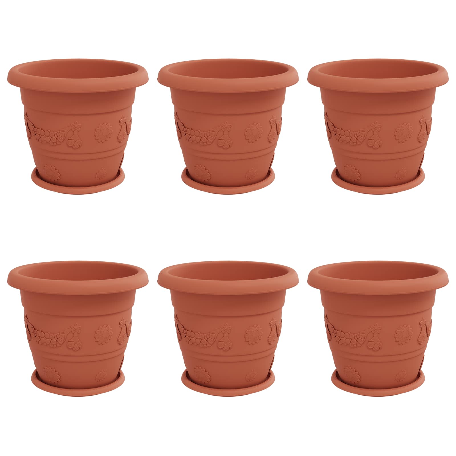 Γλάστρες φυτών 6 pcs Κεραμιδί Ø 26 x 21.5 εκ Πλαστικό - Pakobazaar