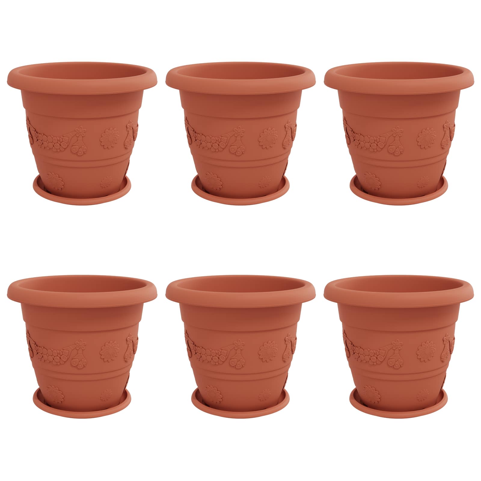 Γλάστρες φυτών 6 pcs Κεραμιδί Ø 26 x 21.5 εκ Πλαστικό - Pakobazaar