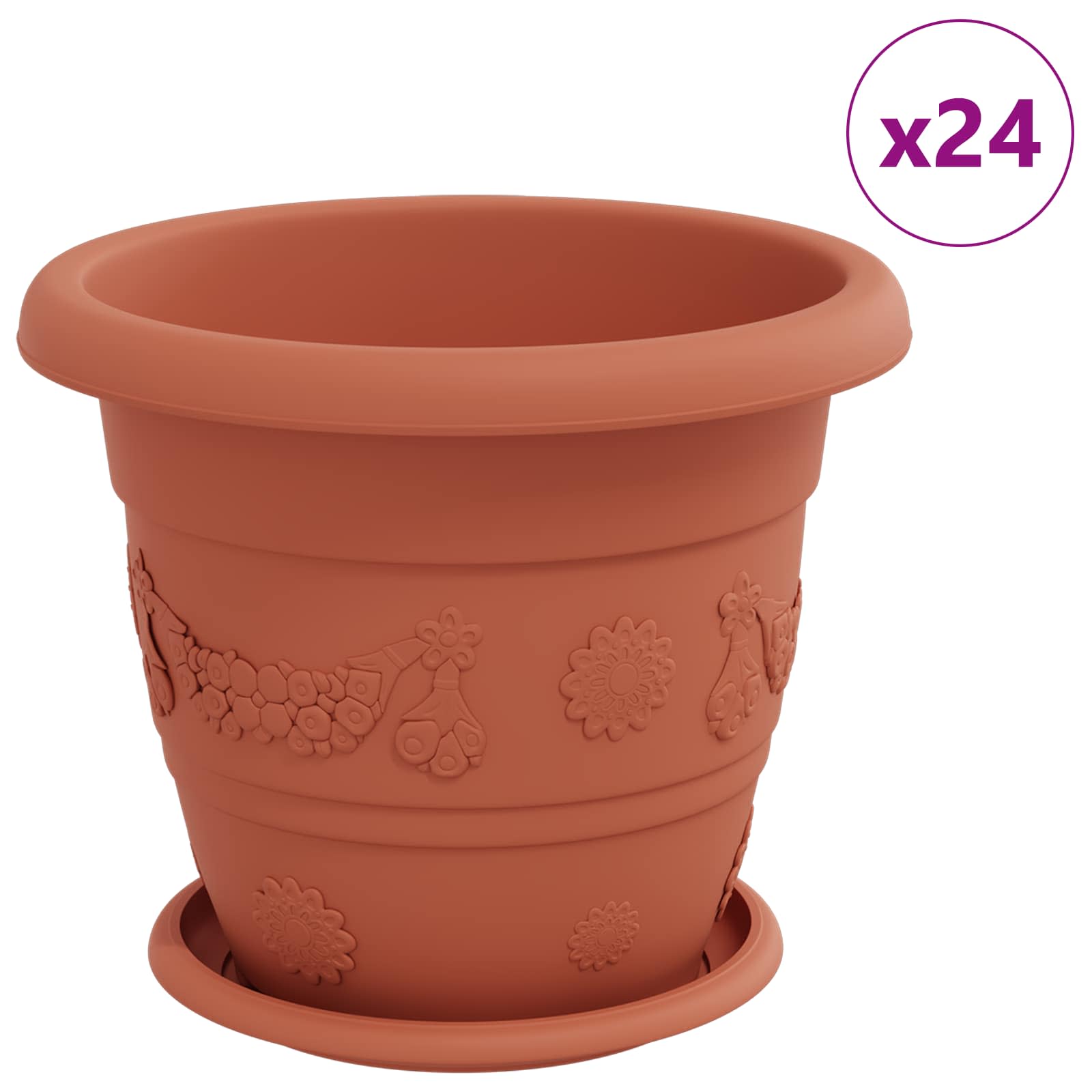 Γλάστρες φυτών 24 pcs Κεραμιδί Ø 26 x 21.5 εκ Πλαστικό
