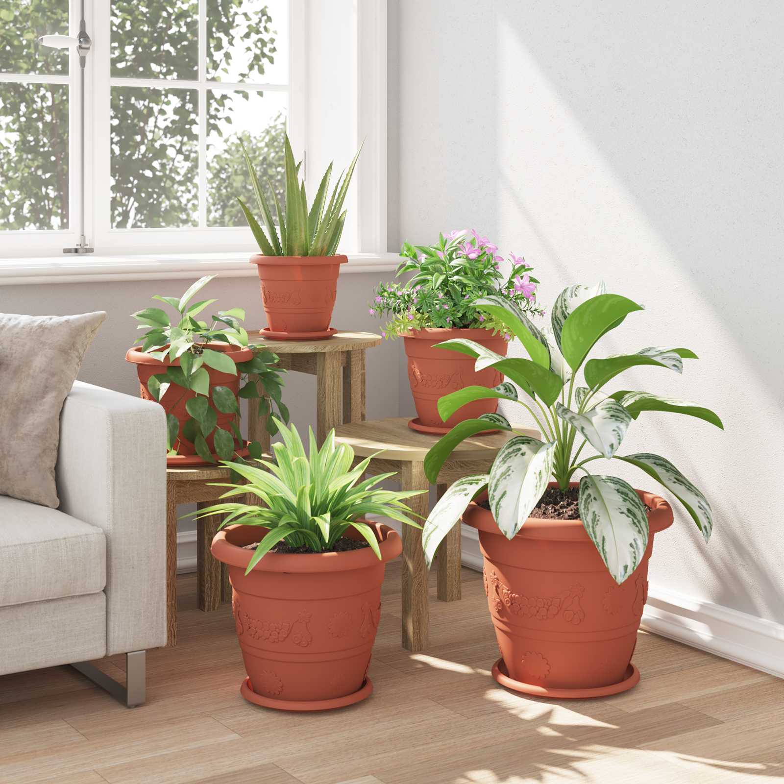 Γλάστρες φυτών 24 pcs Κεραμιδί Ø 26 x 21.5 εκ Πλαστικό - Pakobazaar