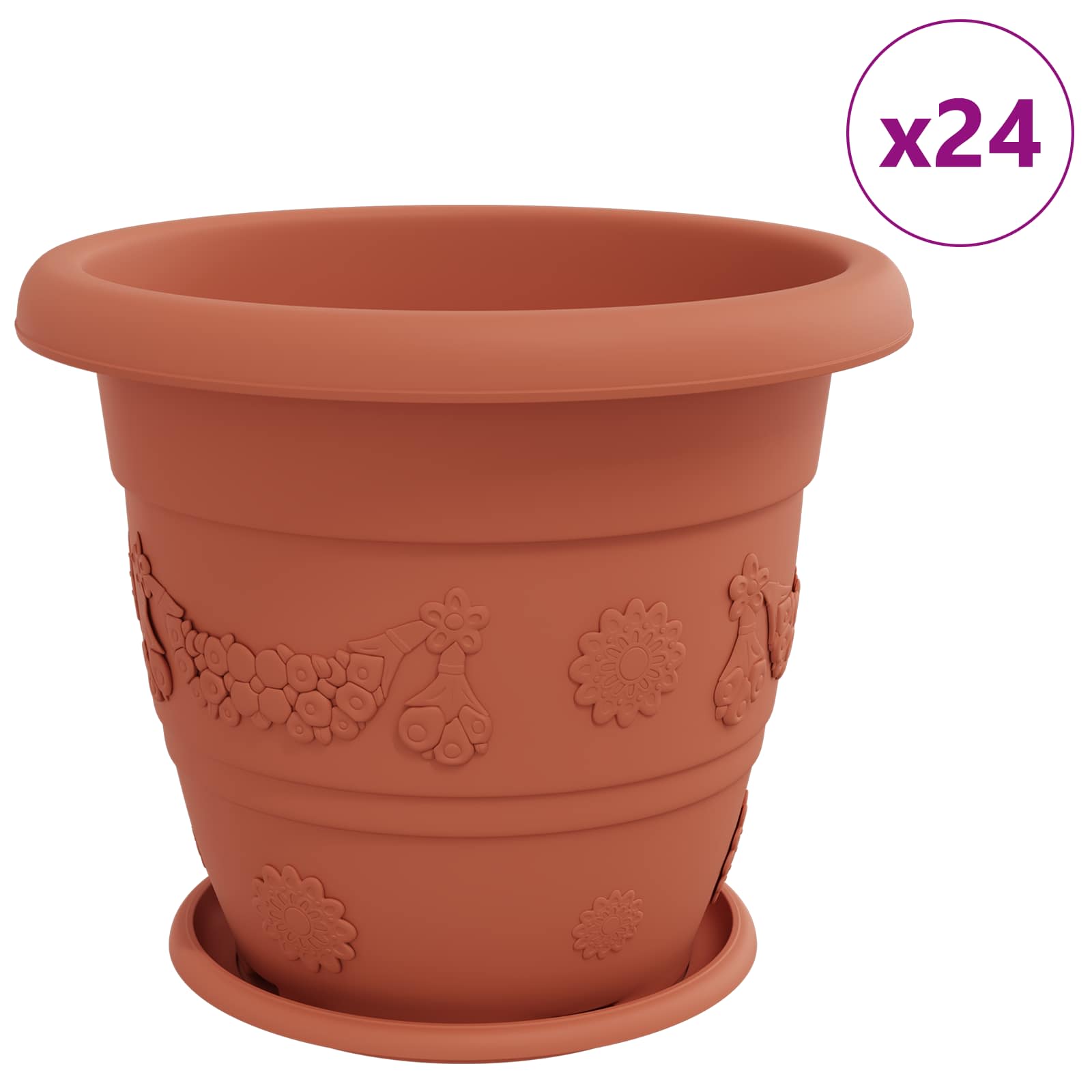 Γλάστρες φυτών 24 pcs Κεραμιδί Ø 26 x 21.5 εκ Πλαστικό - Pakobazaar