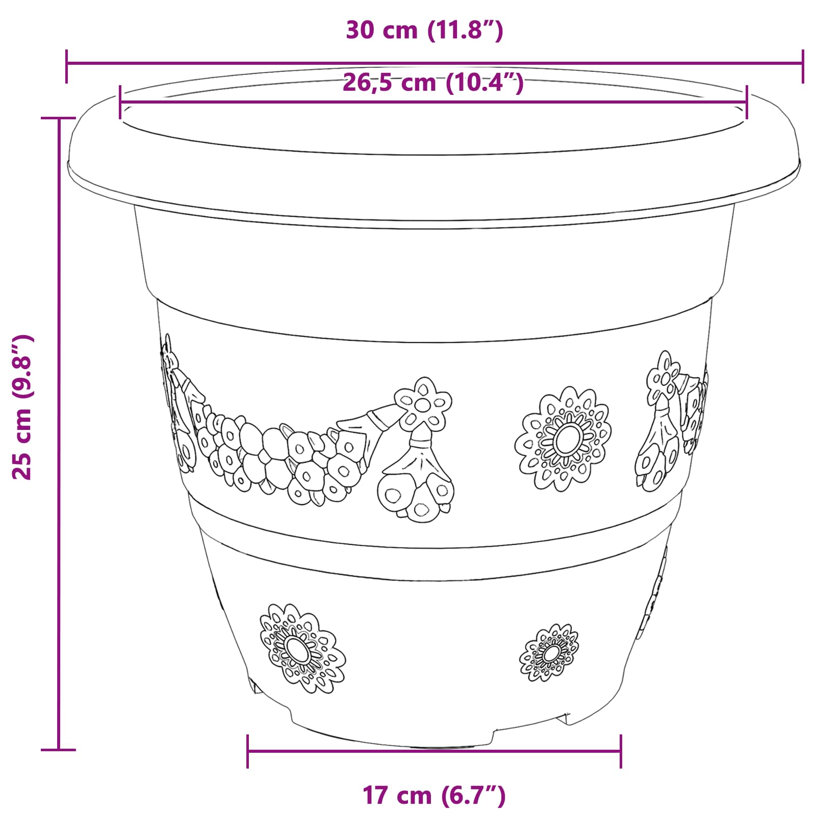 Γλάστρες φυτών 24 pcs Μαύρο Ø 26 x 21.5 εκ Πλαστικό - Pakobazaar