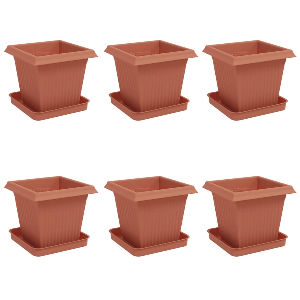 Γλάστρες φυτών 6 pcs Κεραμιδί 16 x 16 x 14 εκ Πλαστικό - Pakobazaar