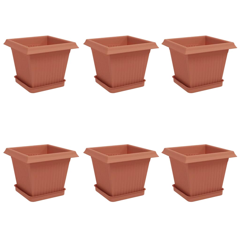 Γλάστρες φυτών 6 pcs Κεραμιδί 20 x 20 x 16 εκ Πλαστικό - Pakobazaar
