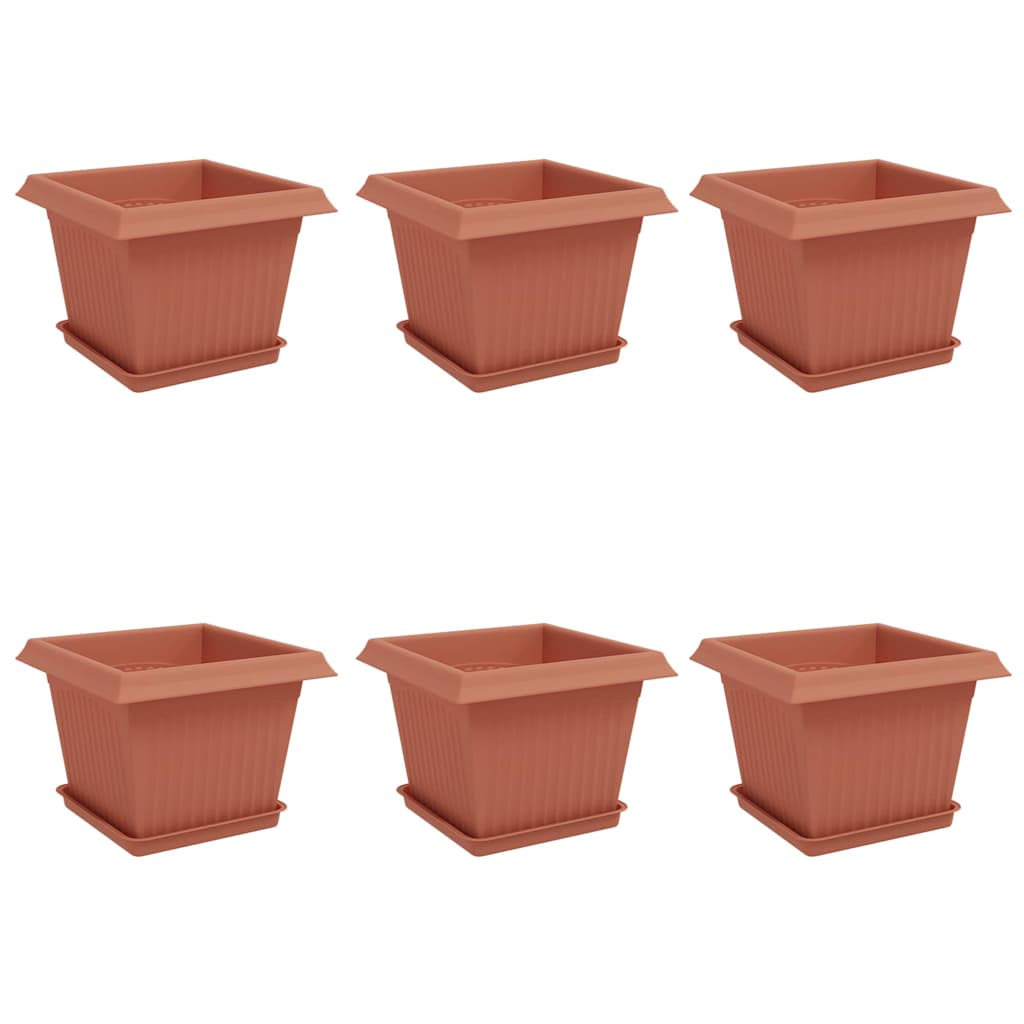 Γλάστρες φυτών 6 pcs Κεραμιδί 23 x 23 x 17,5 εκ Πλαστικό - Pakobazaar