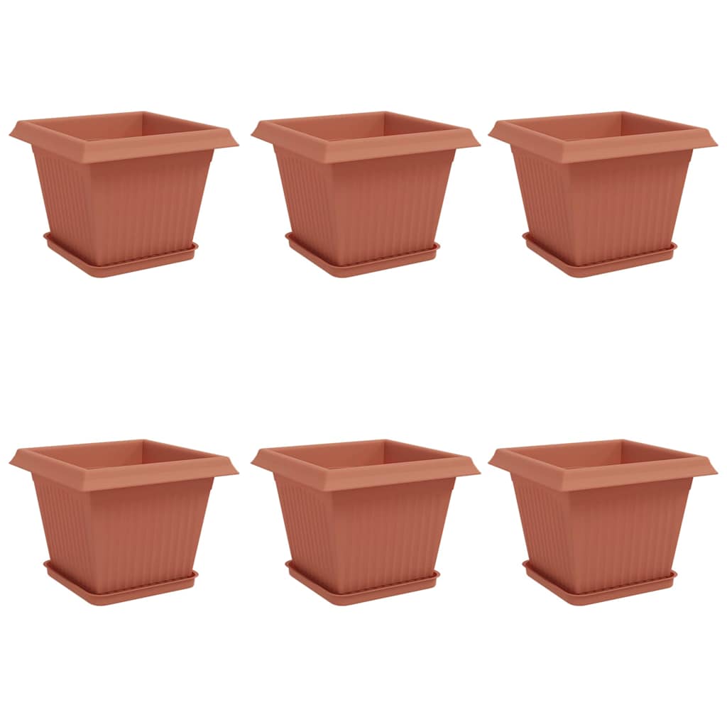 Γλάστρες φυτών 6 pcs Κεραμιδί 28,5 x 28,5 x 22 εκ Πλαστικό - Pakobazaar