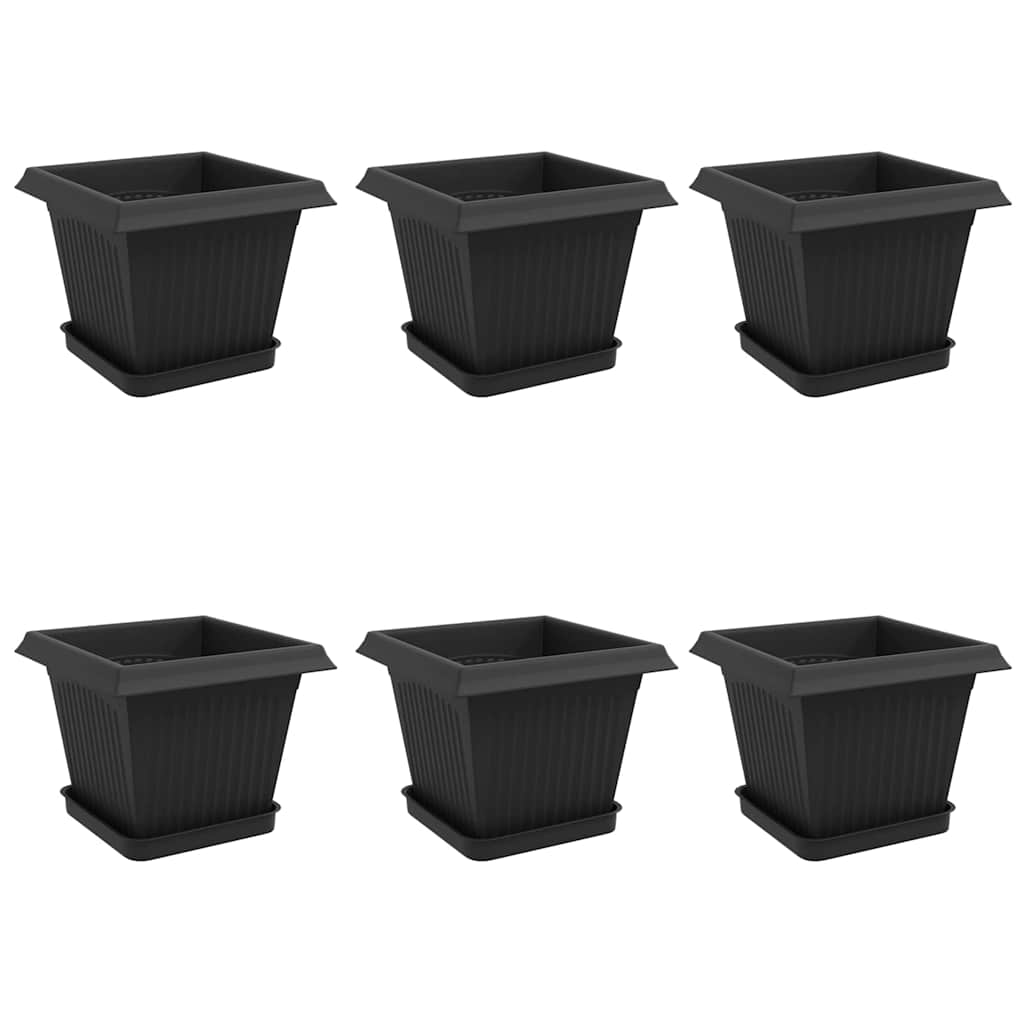 Γλάστρες φυτών 6 pcs Μαύρο 20 x 20 x 16 εκ Πλαστικό - Pakobazaar