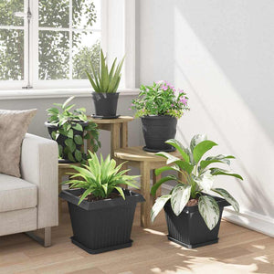 Γλάστρες φυτών 6 pcs Μαύρο 33 x 33 x 26 εκ Πλαστικό - Pakobazaar