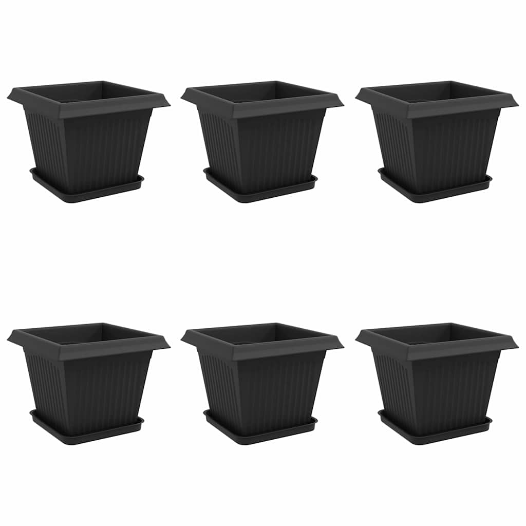 Γλάστρες φυτών 6 pcs Μαύρο 33 x 33 x 26 εκ Πλαστικό - Pakobazaar