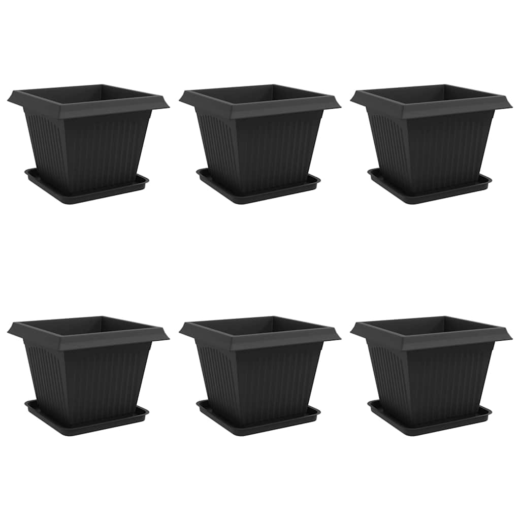 Γλάστρες φυτών 6 pcs Μαύρο 43 x 43 x 33,5 εκ Πλαστικό - Pakobazaar