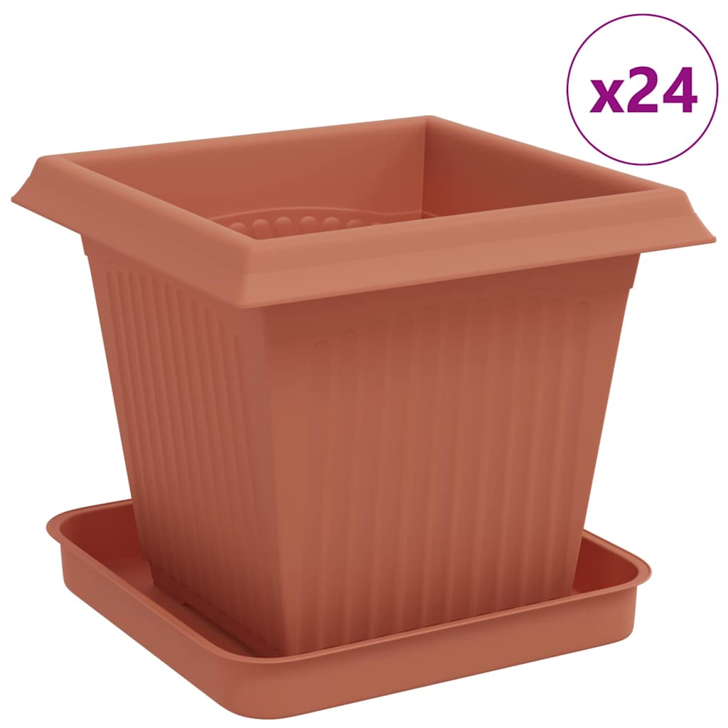 Γλάστρες φυτών 24 pcs Κεραμιδί 16 x 16 x 14 εκ Πλαστικό - Pakobazaar