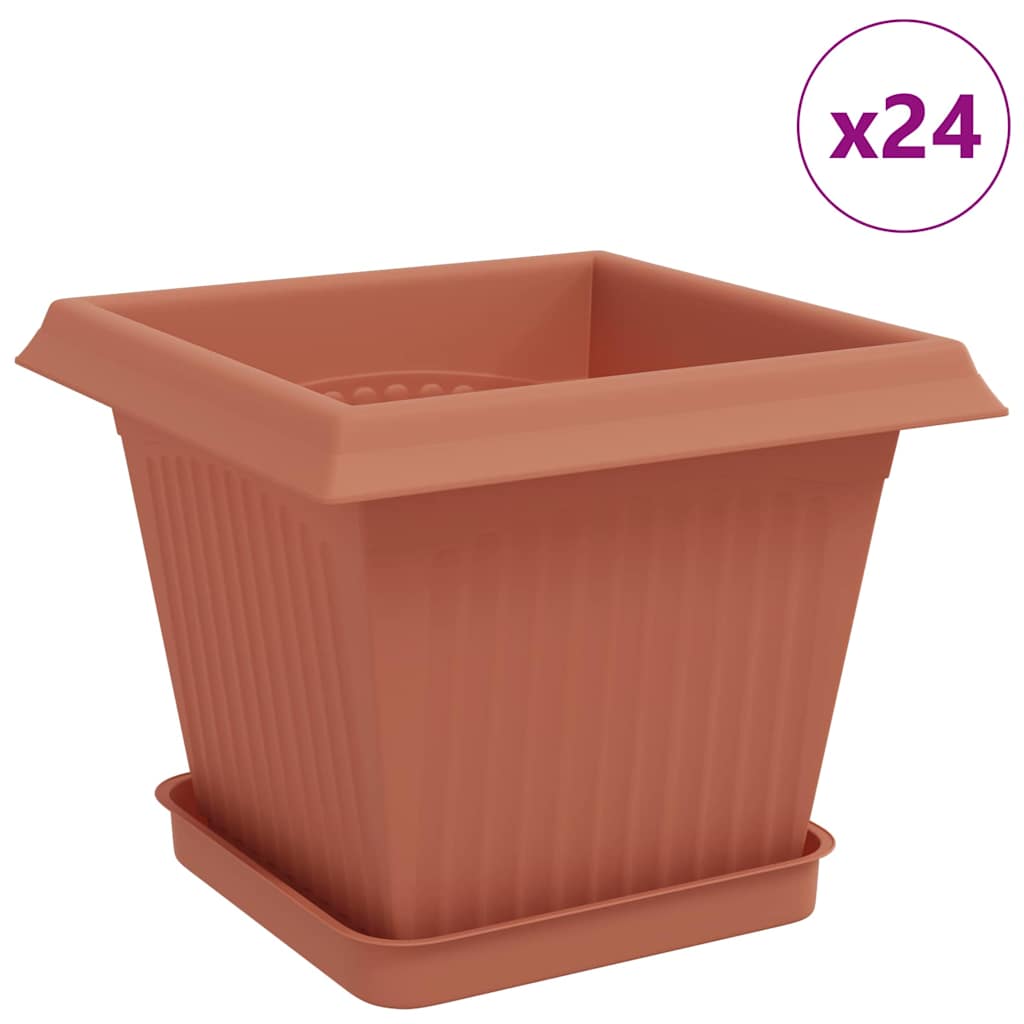 Γλάστρες φυτών 24 pcs Κεραμιδί 20 x 20 x 16 εκ Πλαστικό - Pakobazaar