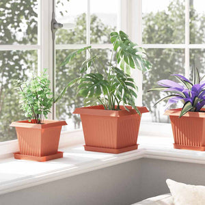 Γλάστρες φυτών 24 pcs Κεραμιδί 23 x 23 x 17,5 εκ Πλαστικό - Pakobazaar