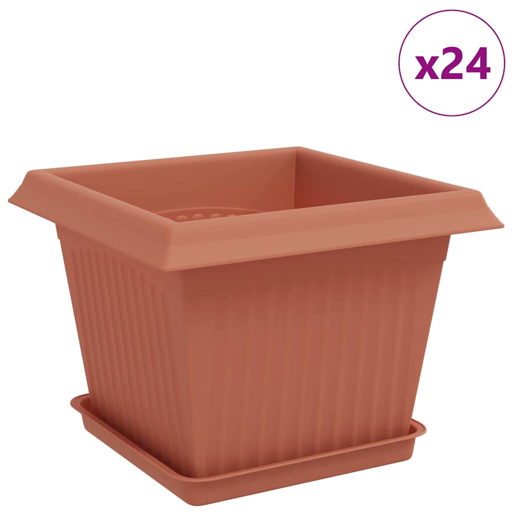 Γλάστρες φυτών 24 pcs Κεραμιδί 23 x 23 x 17,5 εκ Πλαστικό - Pakobazaar