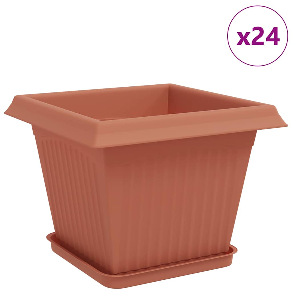 Γλάστρες φυτών 24 pcs Κεραμιδί 28,5 x 28,5 x 22 εκ Πλαστικό - Pakobazaar