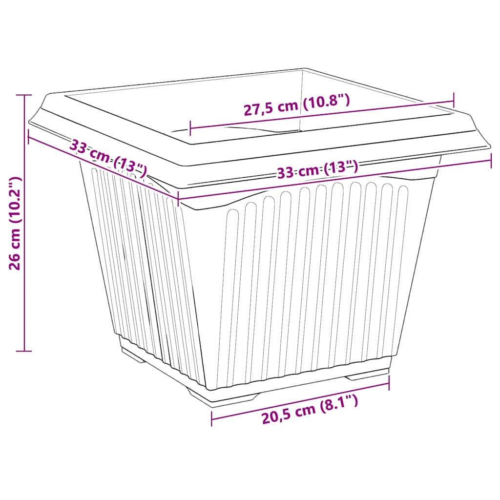 Γλάστρες φυτών 24 pcs Κεραμιδί 33 x 33 x 26 εκ Πλαστικό - Pakobazaar
