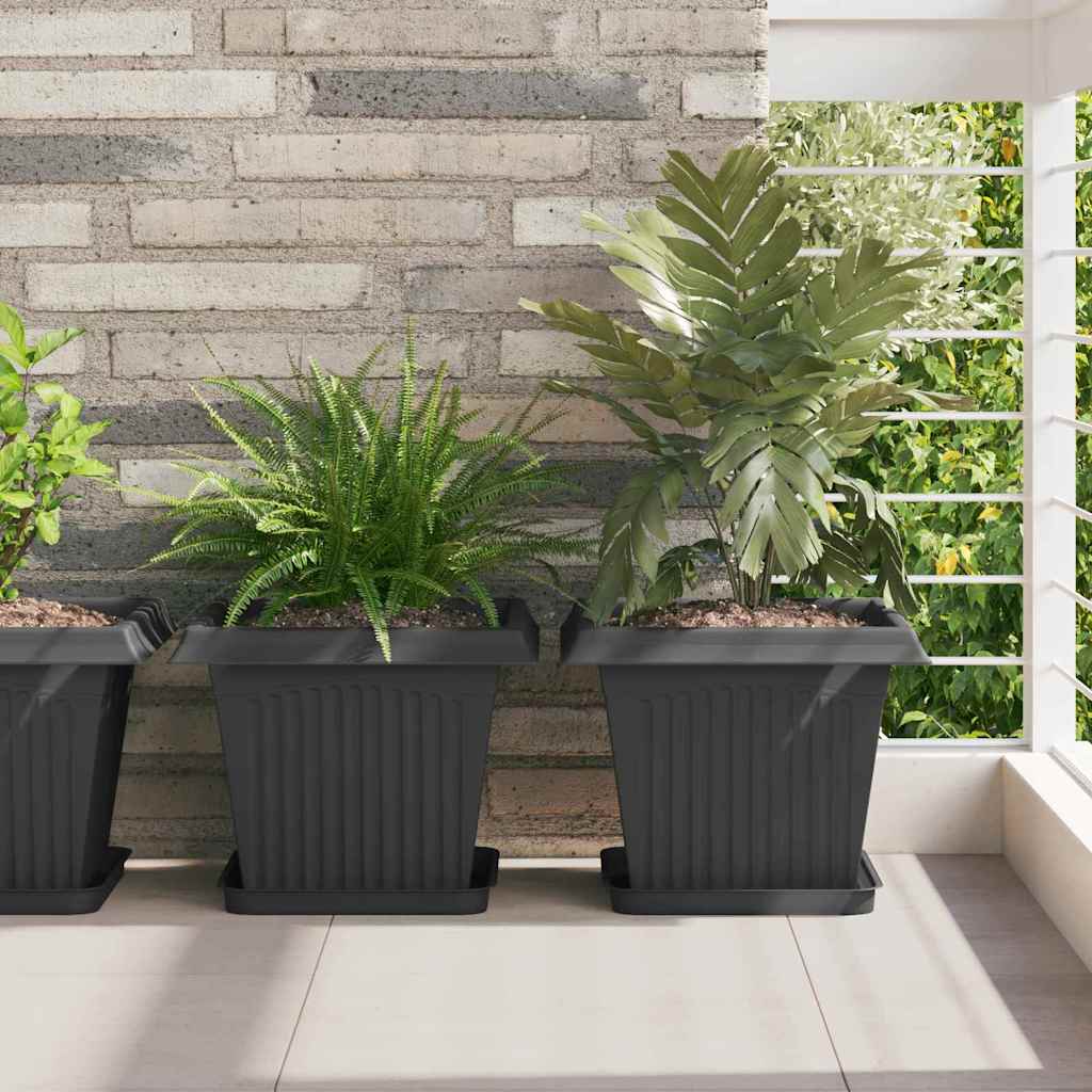 Γλάστρες φυτών 24 pcs Μαύρο 33 x 33 x 26 εκ Πλαστικό - Pakobazaar