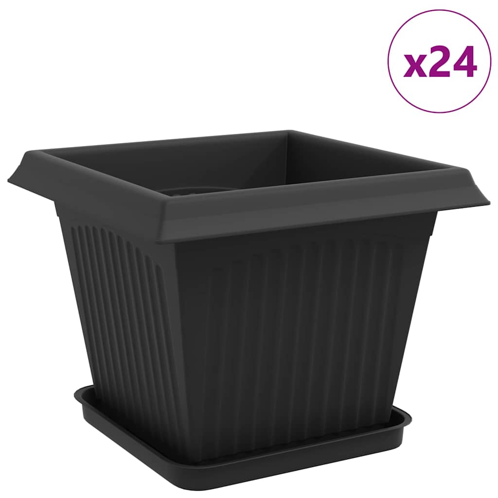 Γλάστρες φυτών 24 pcs Μαύρο 33 x 33 x 26 εκ Πλαστικό - Pakobazaar
