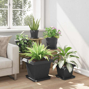 Γλάστρες φυτών 24 pcs Μαύρο 38 x 38 x 30 εκ Πλαστικό - Pakobazaar