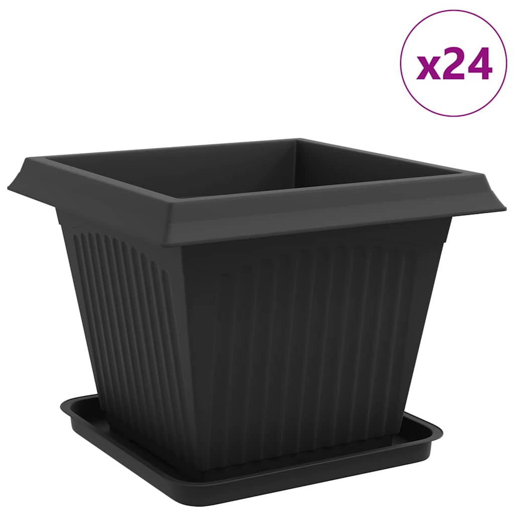 Γλάστρες φυτών 24 pcs Μαύρο 43 x 43 x 33,5 εκ Πλαστικό - Pakobazaar