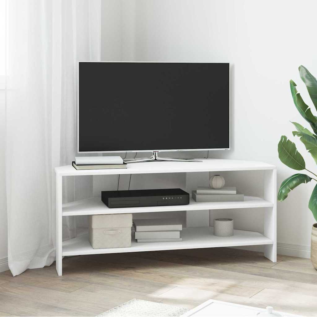 ΓωνιακήΒάσηΤηλεόρασης Λευκό 102x40,5x45εκ Επεξεργασμένο ξύλο - Pakobazaar
