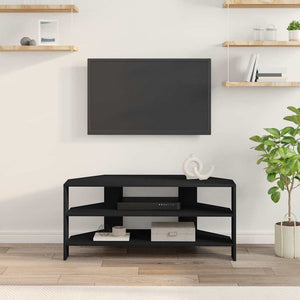 ΓωνιακήΒάσηΤηλεόρασης 102x40,5x45εκ Μαύρο Επεξεργασμένο Ξύλο