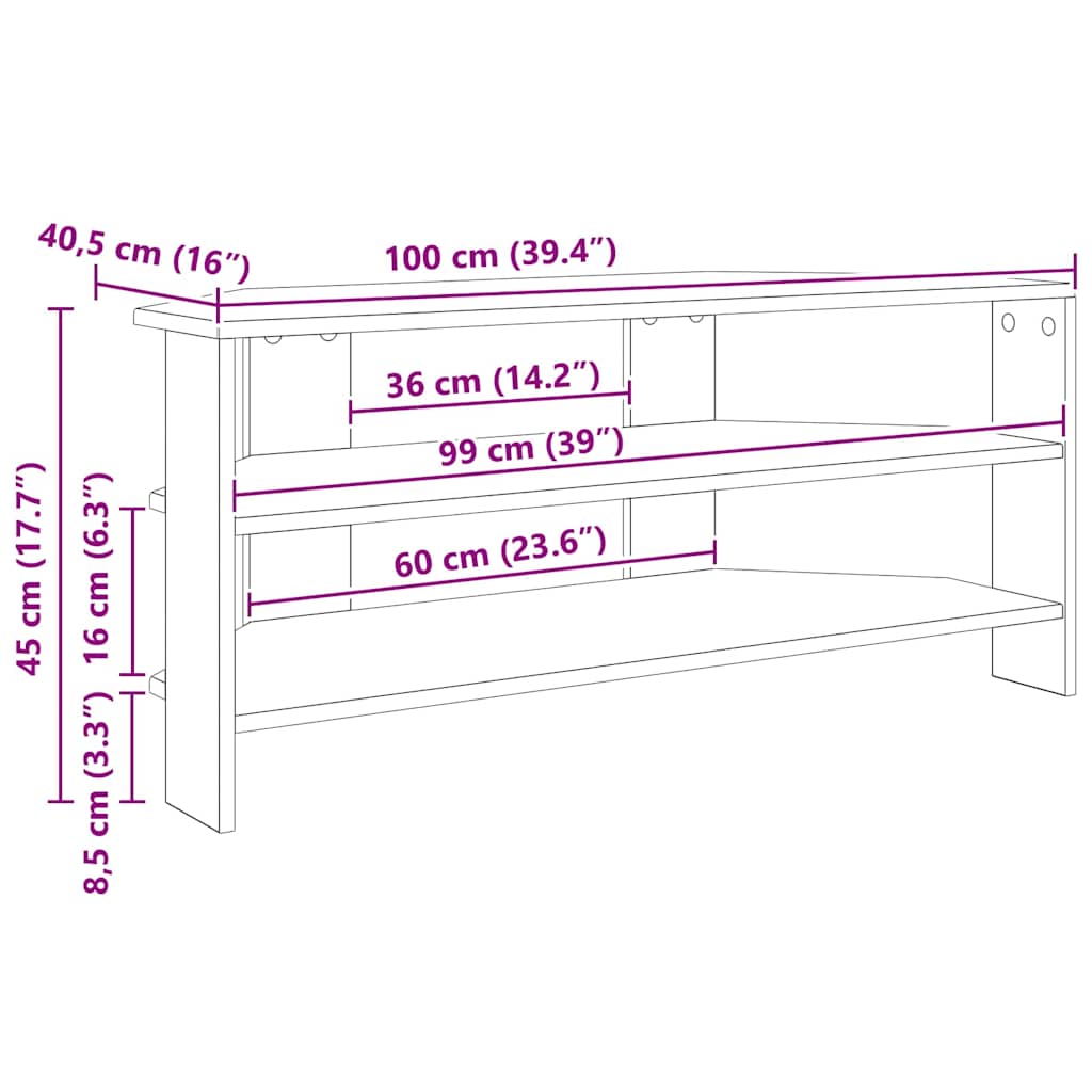 ΓωνιακήΒάσηΤηλεόρασης Γκρίζο Σονομα 102x40,5x45εκ