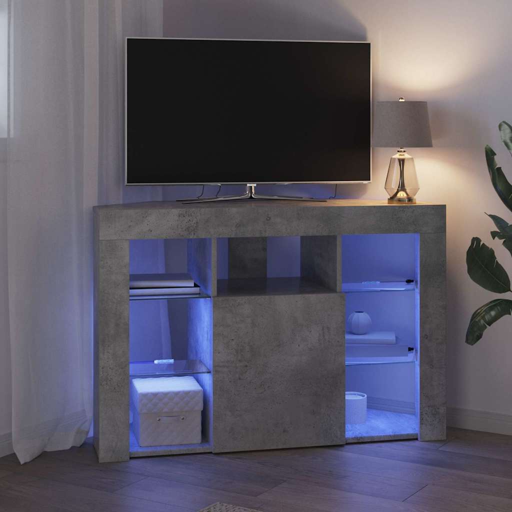 Γωνιακός LED Τηλεοπτικός Κάμπινγκ 100x40x68εκ. Σκυρόδεμα Γκρι - Pakobazaar