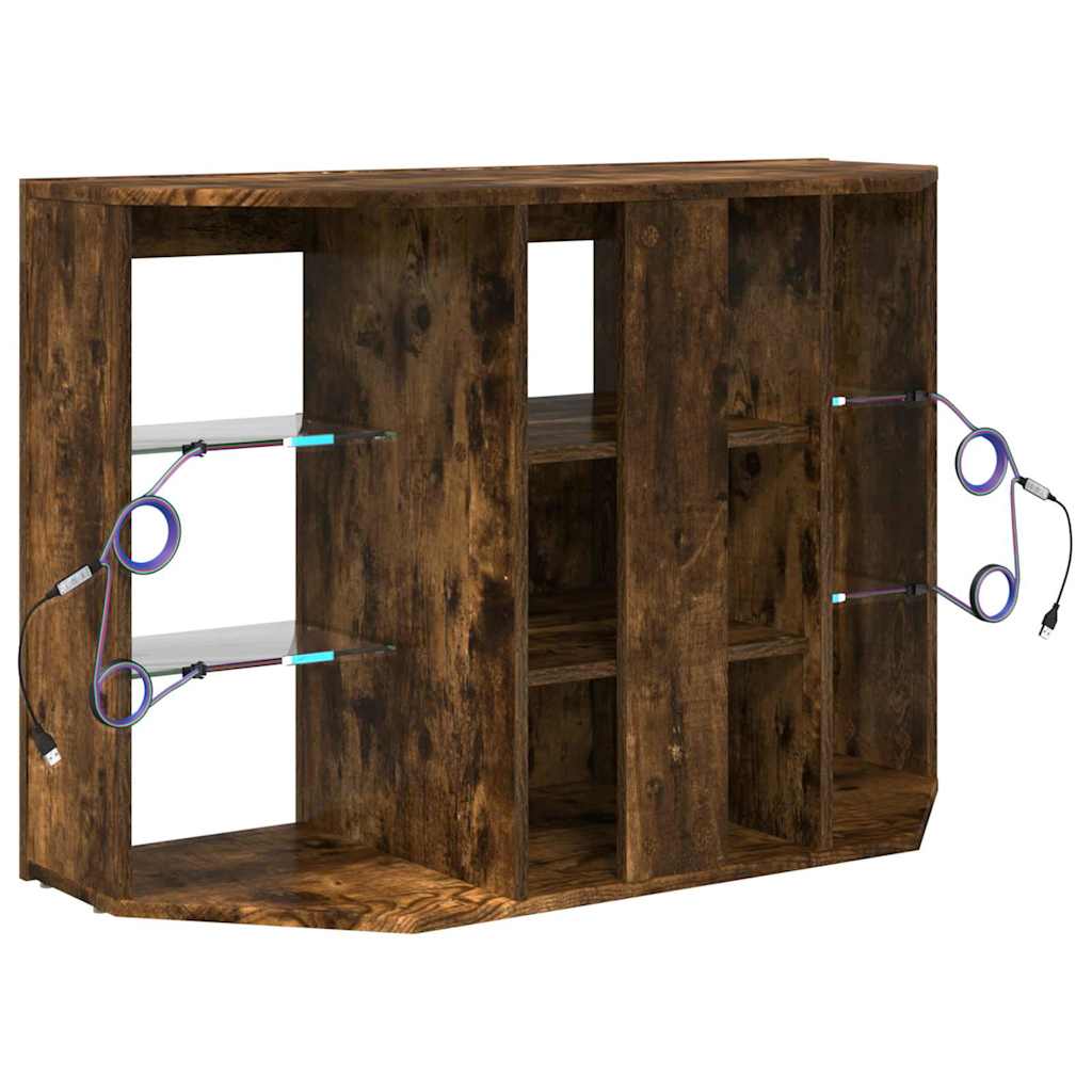 Γωνιακός LED Τηλεοπτικός Κάμπινγκ Καπνιστό Δρύς 100x40x68εκ. - Pakobazaar