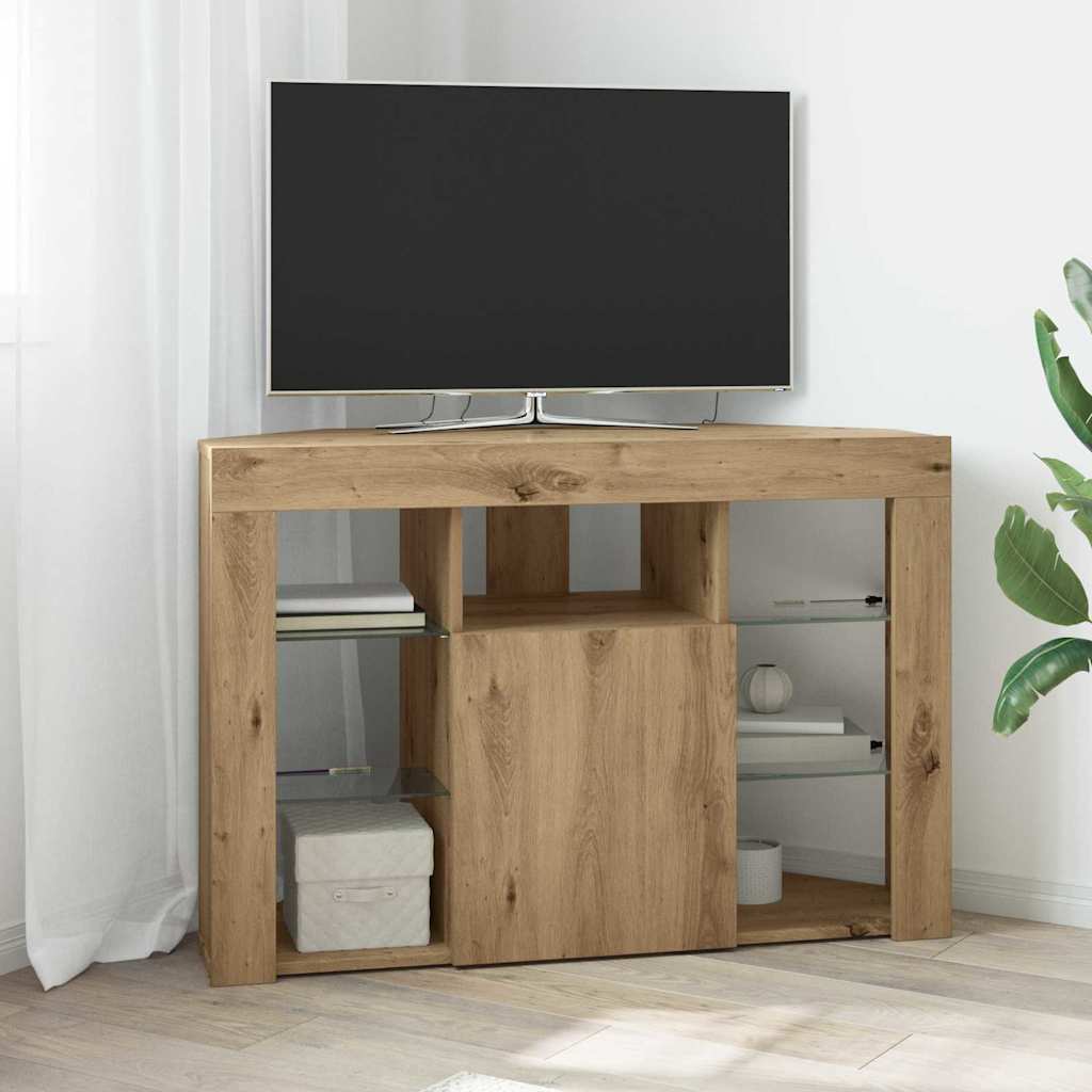 Γωνιακός LED Τηλεοπτικός Κάμπινγκ Artisan Oak 100x40x68εκ. - Pakobazaar