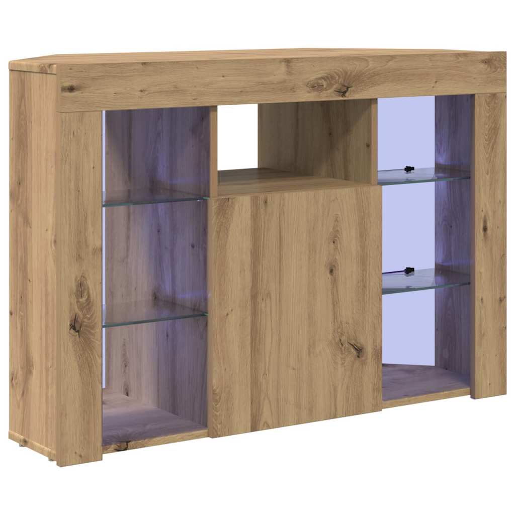 Γωνιακός LED Τηλεοπτικός Κάμπινγκ Artisan Oak 100x40x68εκ. - Pakobazaar