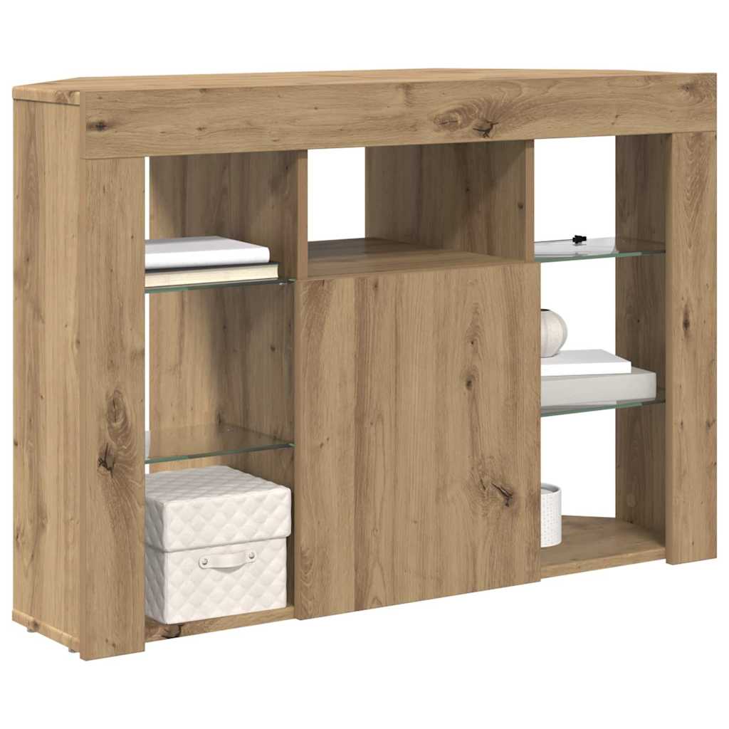 Γωνιακός LED Τηλεοπτικός Κάμπινγκ Artisan Oak 100x40x68εκ. - Pakobazaar
