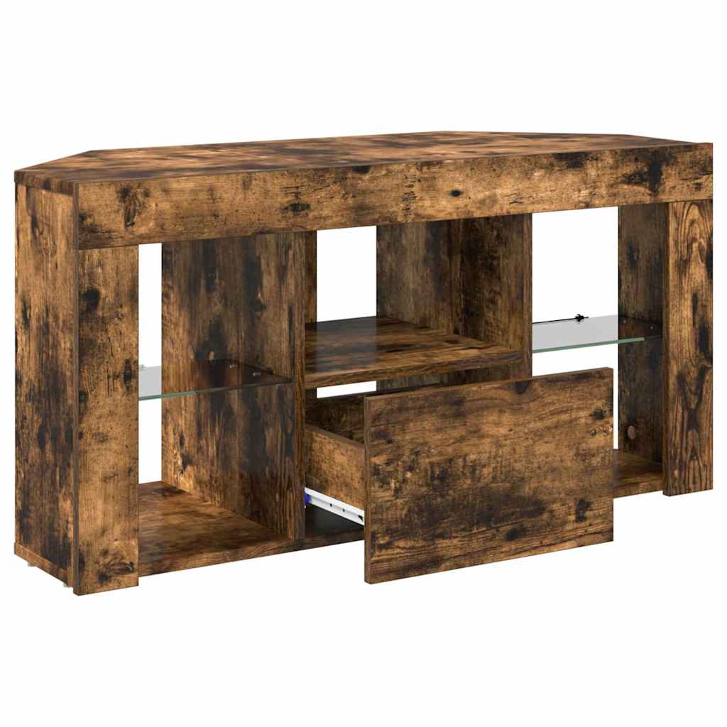 Γωνιακός LED Τηλεοπτικός Κάμπινγκ Επιτοίχιο Καπνιστό Δρύς - Pakobazaar