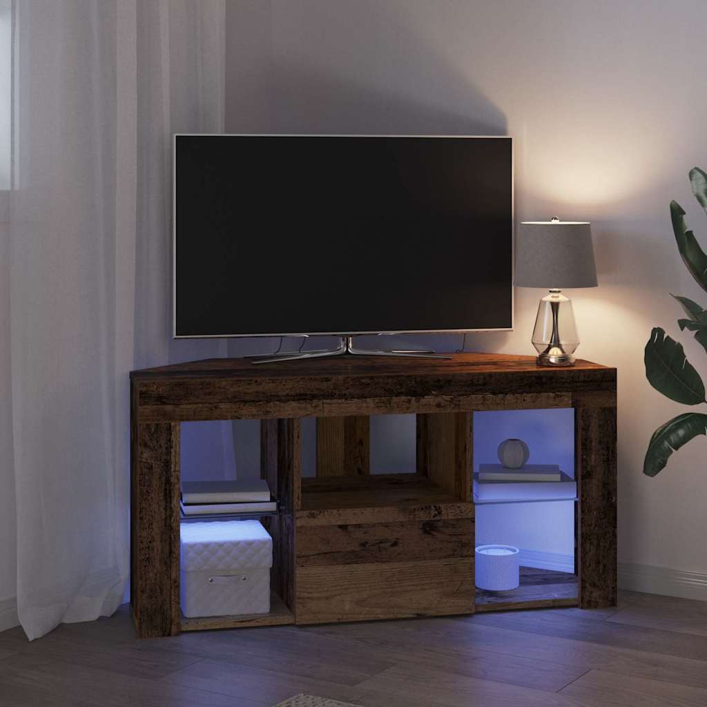 Γωνιακός LED Τηλεοπτικός Κάμπινγκ 100 x 40 x 50 cm Παλιό ξύλο