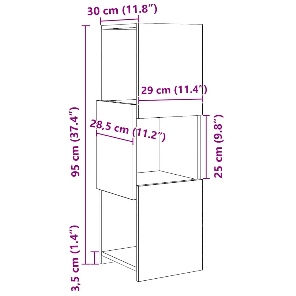 Γωνιακό Ντουλάπι Μαύρη Οξυά 30,5x30x95εκ Επεξεργασμένο ξύλο