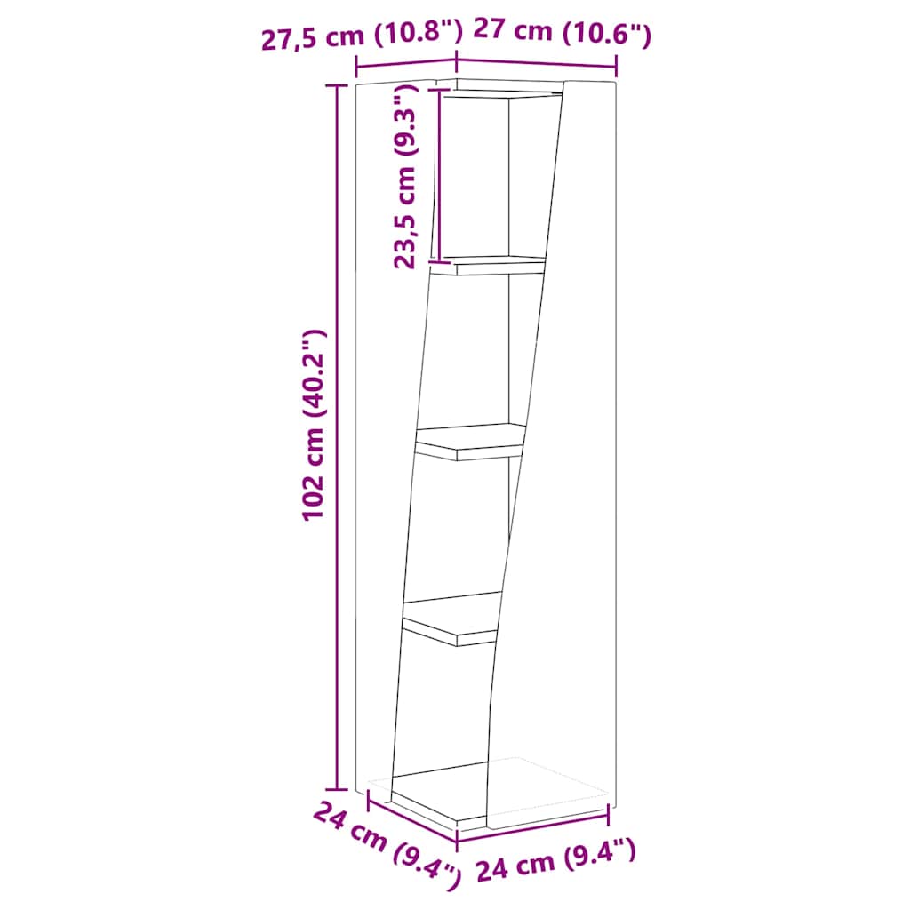 Γωνιακό Ντουλάπι Καπνιστό Δρύς 27,5x27x102εκ Επεξεργασμένο ξύλο