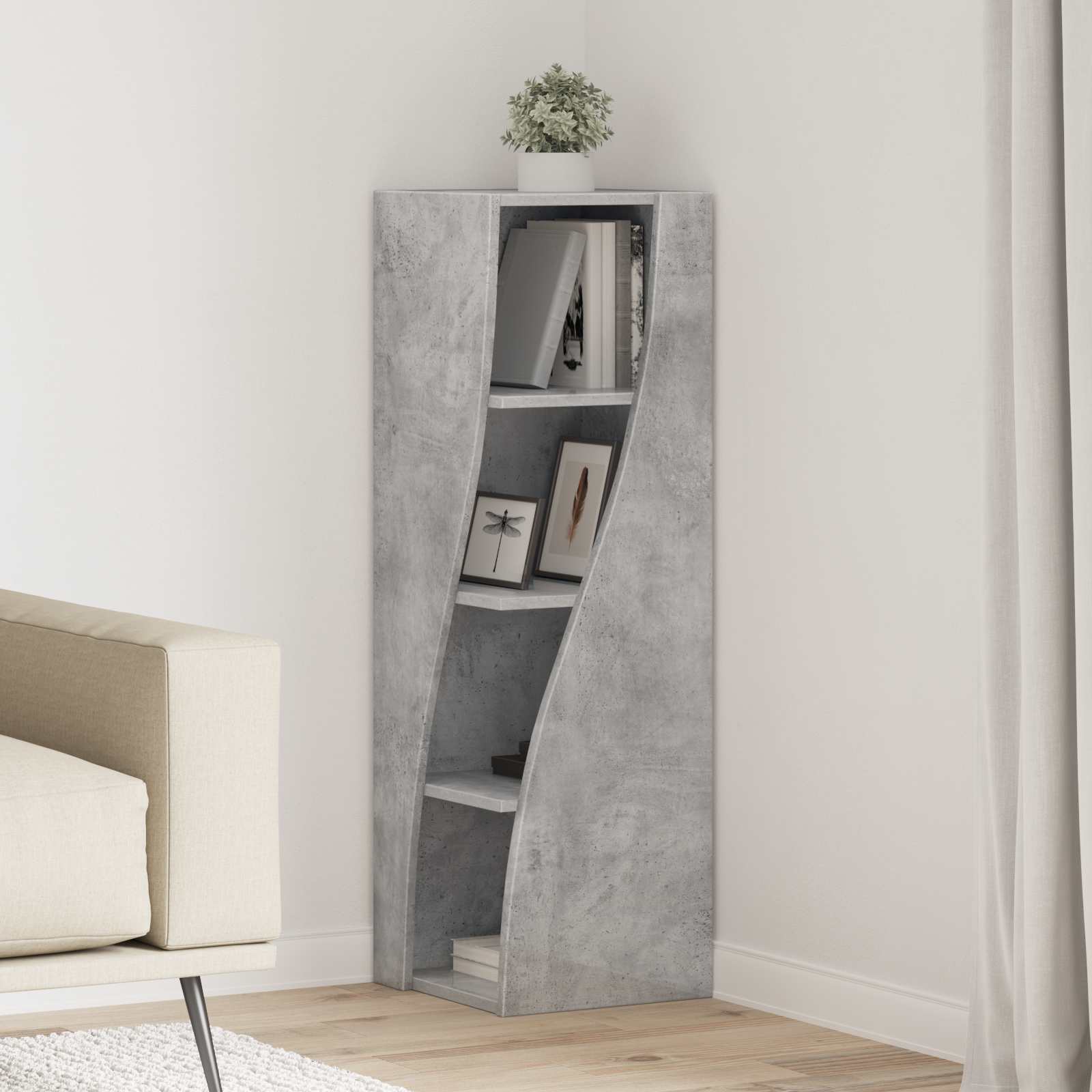 Γωνιακό Ντουλάπι Σκυρόδεμα Γκρι 32x32x102εκ Επεξεργασμένο ξύλο - Pakobazaar