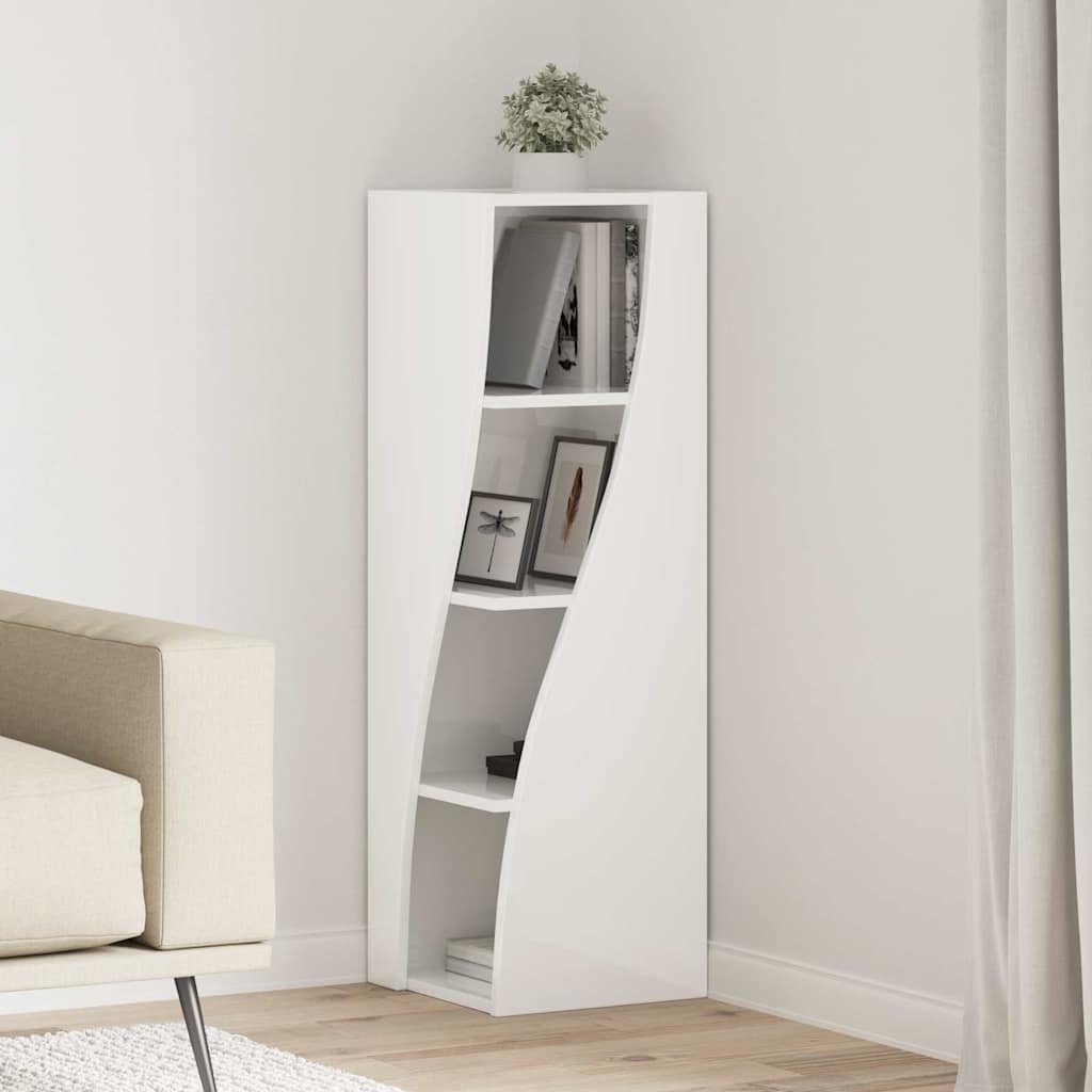 Γωνιακό Ντουλάπι Υψηλής γυαλάδας λευκό 32x32x102εκ
