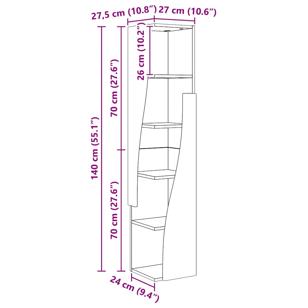 Γωνιακό Ντουλάπι Δρύς Sonoma 27,5x27x140εκ Επεξεργασμένο ξύλο - Pakobazaar