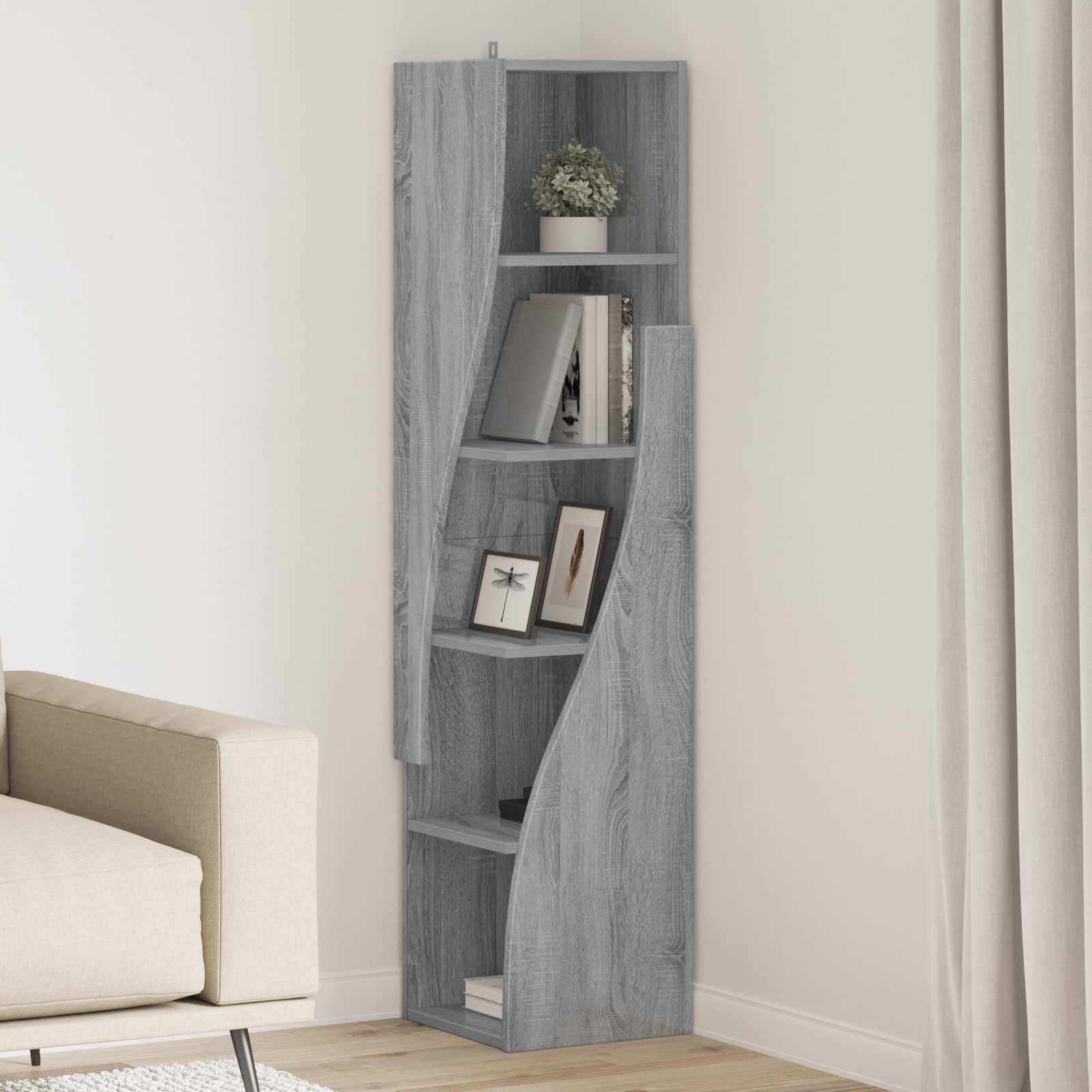 Γωνιακό Ντουλάπι 32x32x140εκ Επεξεργασμένο Ξύλο Γκρίζο Σονομα