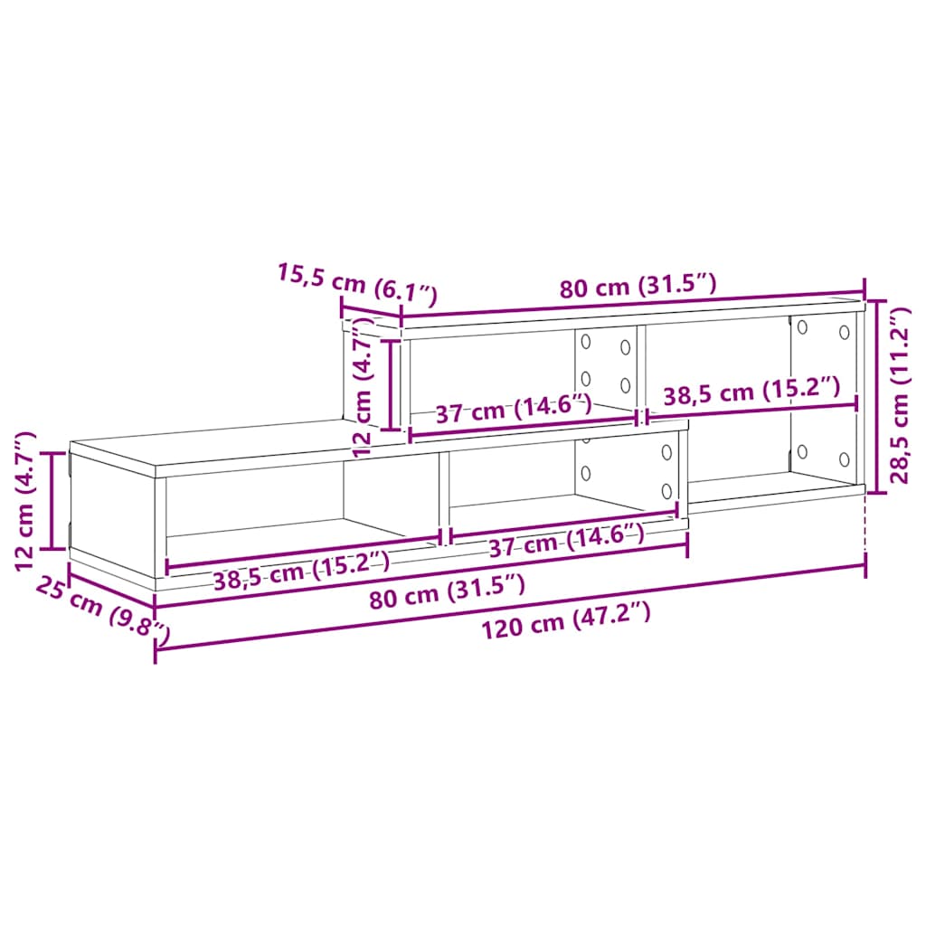ΡάφιΤηλεόρασηςΤοίχου 120x25x28,5εκ Επεξεργασμένο ξύλο - Pakobazaar
