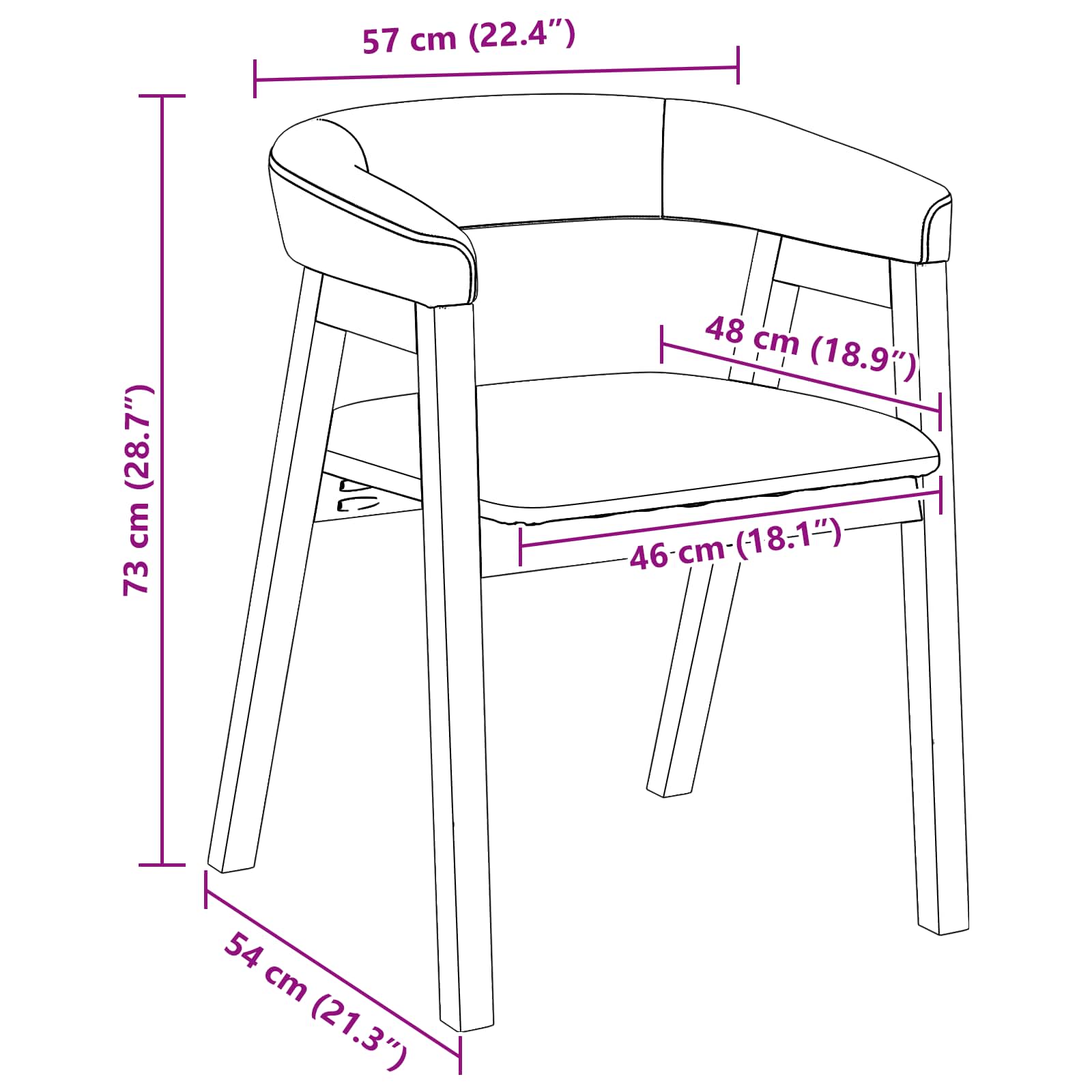 Καρέκλες φαγητού 2 pcs Λευκό 54 x 57 x 73 εκ