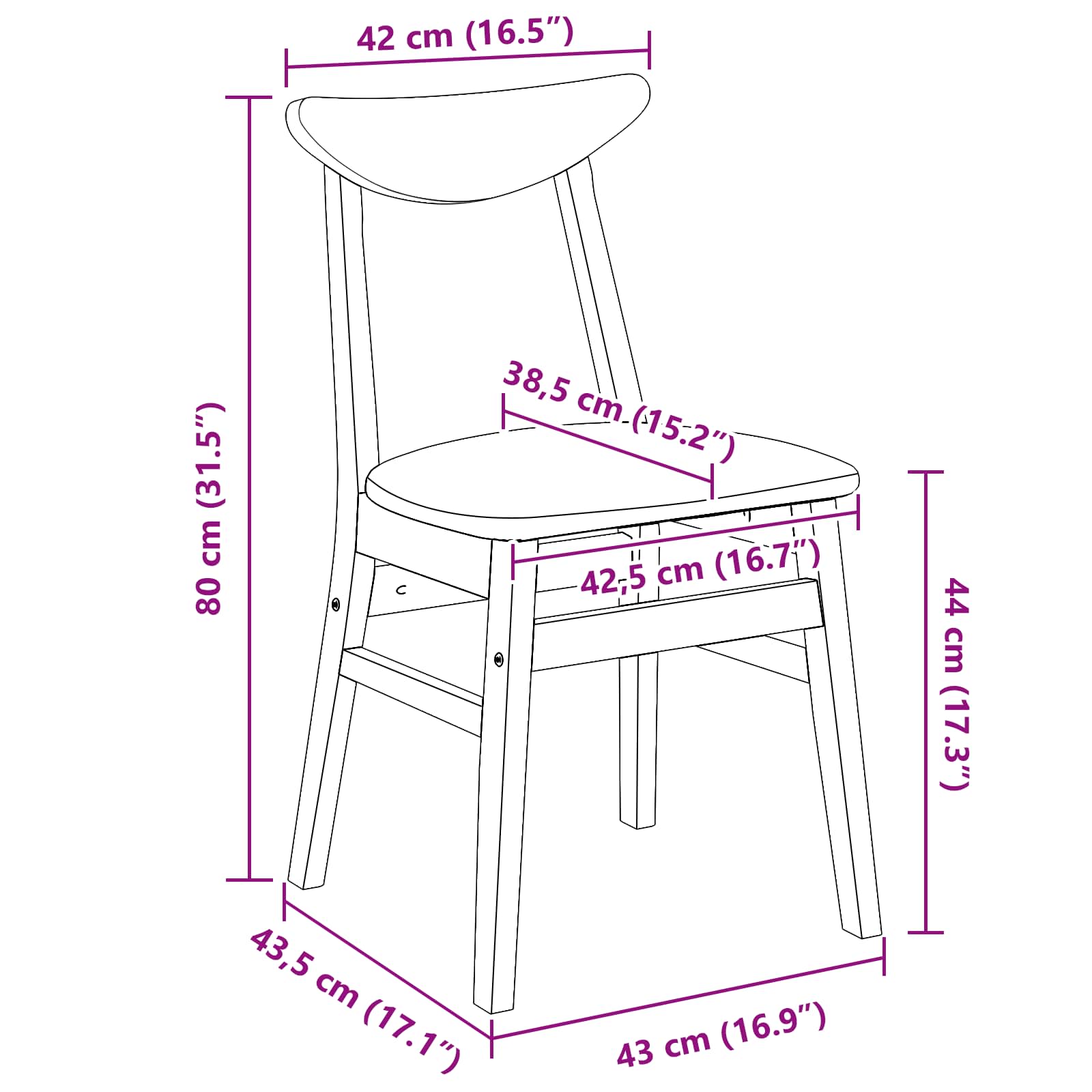 Καρέκλες φαγητού 2 pcs Ανοιχτό καφέ 42 x 47.5 x 81 εκ