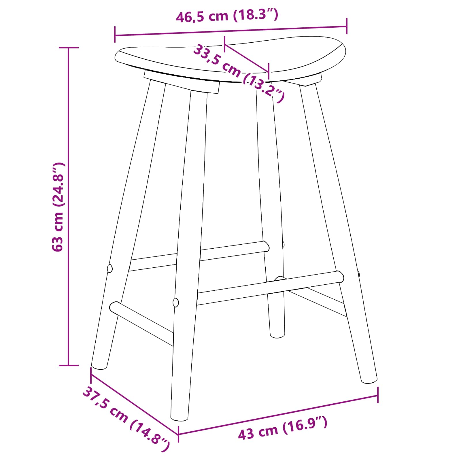 Καρέκλες φαγητού 2 pcs Φυσικό 46 x 37 x 63 εκ